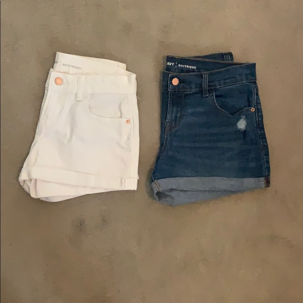Old Navy Women’s Jean Shorts - White and Dark Blue